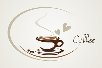 Fototapete - hot coffee , cafeteria , icon, business logo design