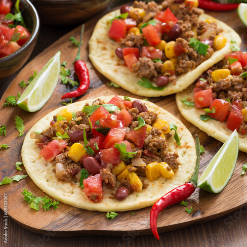 Vászonkép chili con carne in Mexican tortillas