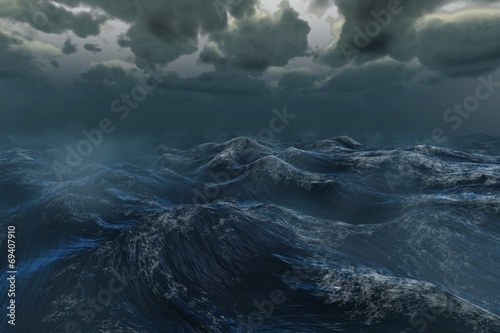 Naklejka samoprzylepna Burzliwy ocean pod ciemnym niebem