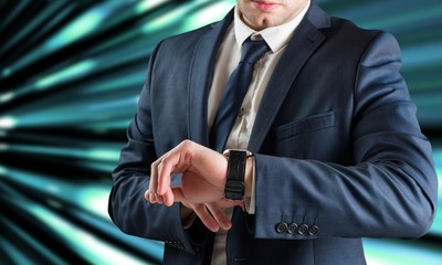 Aufkleber - Composite image of businessman checking the time on watch
