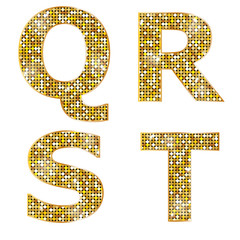 Wall Mural - Golden metallic shiny letters Q, R, S, T