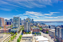 Panoramic View Of Downtown Of Seattle During Summer Time, Washin