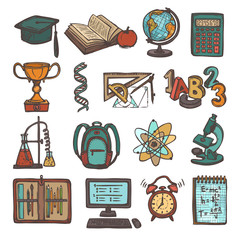 Canvas Print - School education sketch icons