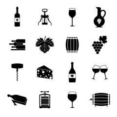 Sticker - Wine icons set black