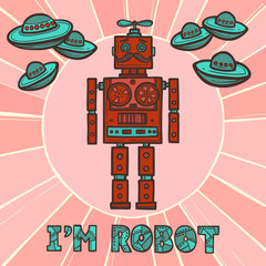 Sticker - Hipster robot design