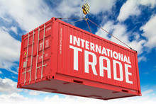 International Trade On Red Container.