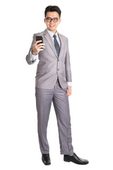 Wall Mural - Businessman using smart phone.