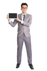 Wall Mural - Asian businessman presenting digital computer tablet