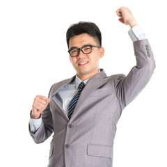 Wall Mural - Asian businessman celebrating success