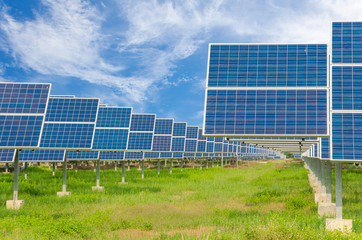  Power plant using renewable solar energy with blue sky