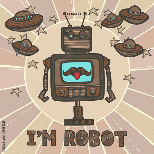 Tapeta ścienna Projekt robota hipster