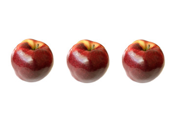 Three apples on white background