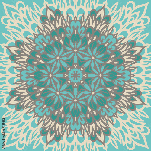 Obraz na płótnie canvas trzyczęściowy "tryptyk" Mandala kwiatowa. 