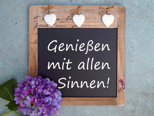 Genießen mit allen Sinnen  - Tafel