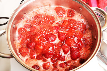 Wall Mural - Delicious strawberry jam close-up