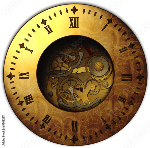 Obraz na płótnie canvas czteroczęściowy "tetraptyk" Zegar steampunk