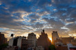 Sunset over NYC skyline and clouds