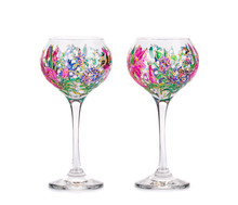 Two Wine Glasses With Acrylic Drawings.