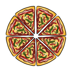 Sticker - Pieces of pizza, sketch for your design