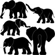 Elephant set vector silhouette