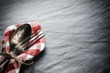 Fototapeta  - Table setting with vintage spoon and fork