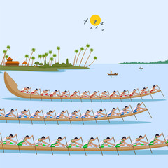 Poster - Boat race of Kerala for Onam celebration