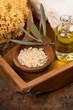 natural spa concept with olive oil and salt