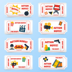 Wall Mural - Action movie tickets set