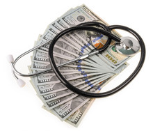 Medical Treatment And Cost Concept: Stethoscope