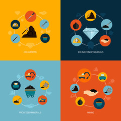 Sticker - Mining icons flat composition