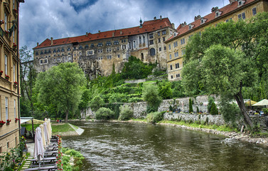 Sticker - City of Prague, Vltava river and typical medieval architecture i