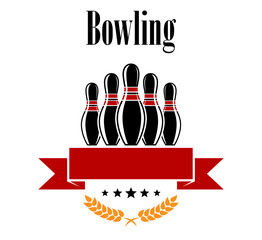 Wall Mural - Bowling heraldic banner with ninepins