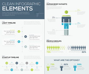 Aufkleber - Green and blue infographic data visualization vector elements