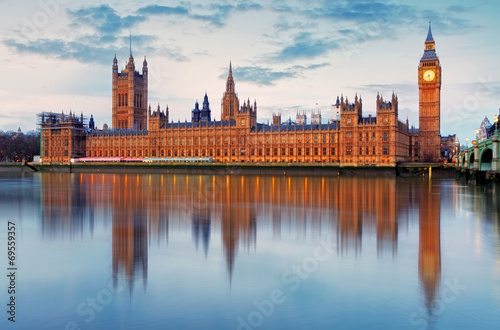 Obraz na płótnie canvas trzyczęściowy "tryptyk" Domy parlamentu - big ben, anglia, wielka brytania