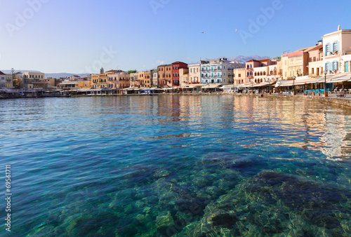 Fotoboard na płycie Czysta woda z chani habour, kreta, grecja