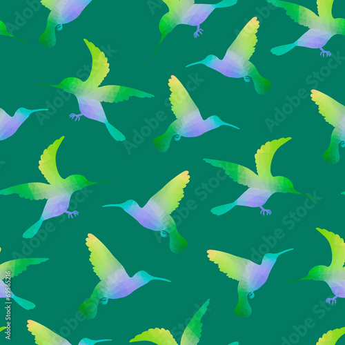 Naklejka samoprzylepna Bezszwowe tło natura z kolibry