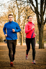 Wall Mural - Couple jogging together