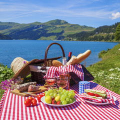 Wall Mural - Picnic in alpine mountains