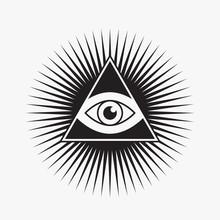 All Seeing Eye Symbol, Star Shape, Vector Illustration