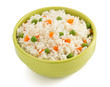 bowl full of rice on white