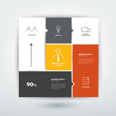 Wall Mural - flat rectangle box diagram for infographics.