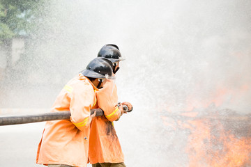 Firefighters training exercise