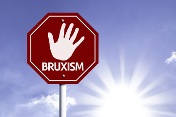 Stop Bruxism red sign with sun background