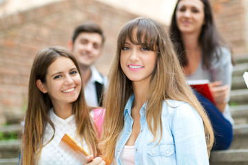 Wall Mural - Smiling students outdoor