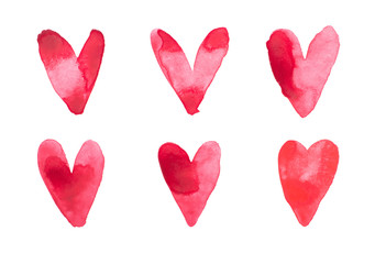 Wall Mural - watercolor aquarelle hand drawn red heart love art paint on