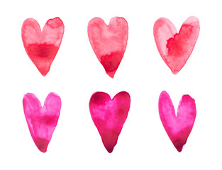 Wall Mural - watercolor aquarelle hand drawn red heart love art paint on