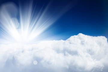 Wall Mural - Blue sky with clouds and sun