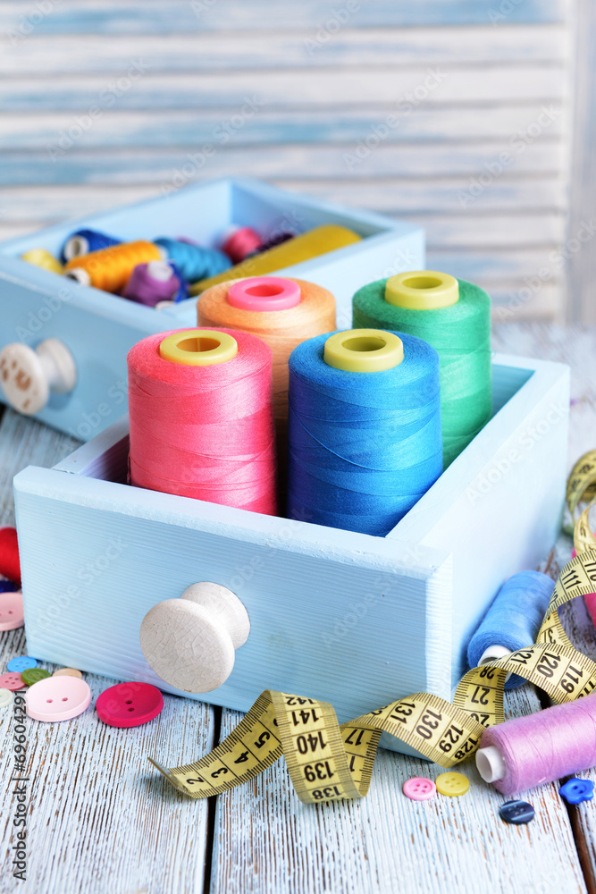 Sewing Accessories in wooden boxes