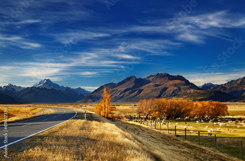 Obraz na płótnie canvas trzyczęściowy "tryptyk" Mount cook, canterbury, nowa zelandia