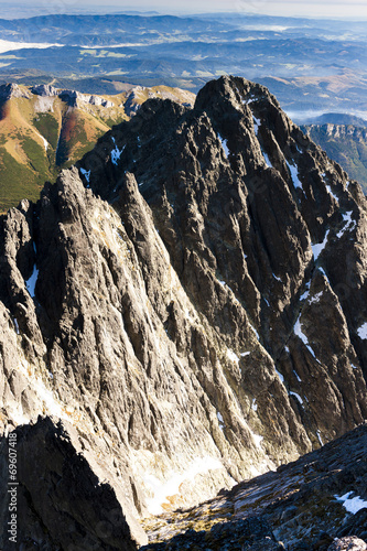 Obraz na płótnie canvas czteroczęściowy "tetraptyk" Widok z Łomnicy, Tatry Wysokie (Wysokie Tatry), Słowacja